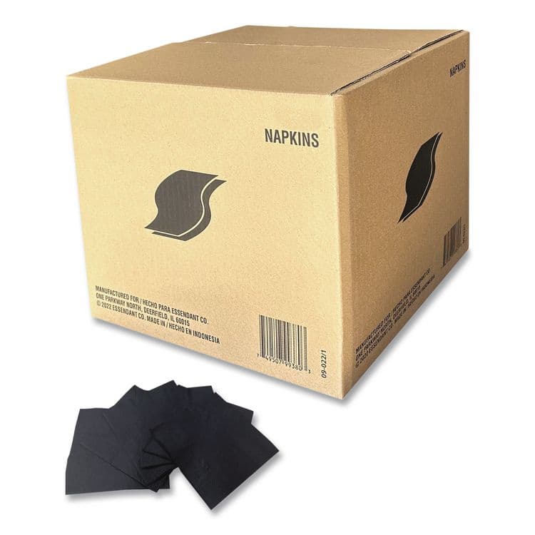 GEN Cocktail Napkins, 1-Ply, 9 x 9, Black, 4,000/Carton (GEN1401)