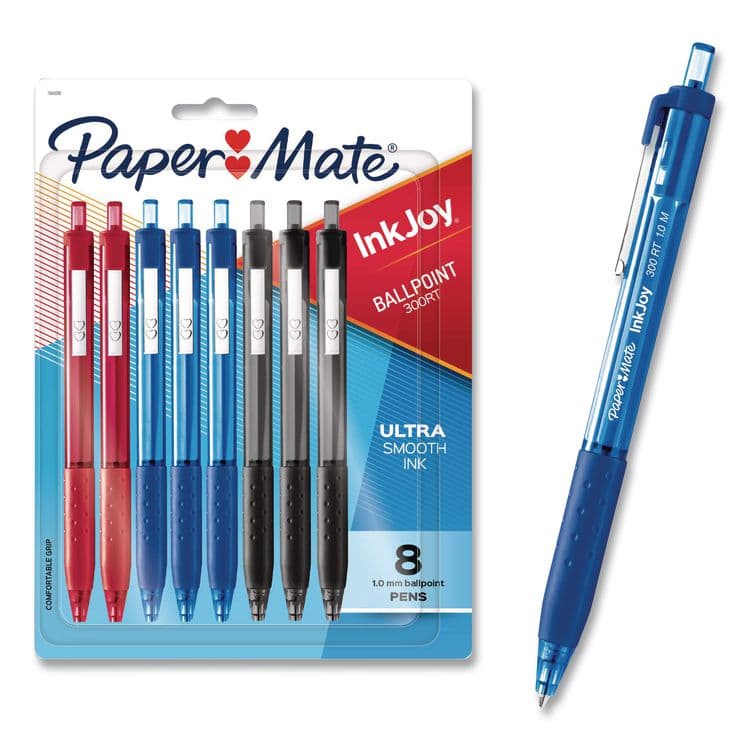 SANFORD InkJoy 300RT Ballpoint Pen, Retractable, Medium 1 mm, Assorted Ink and Barrel Colors, 8/Pack (PAP1945918)