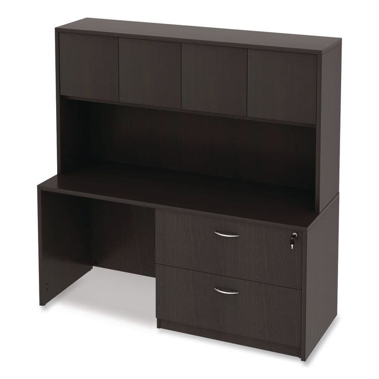 ALERA Alera Valencia Series Hutch with Doors, 4 Compartments, 64.75w x 15d x 35.38h, Espresso (ALEVA286615ES) thumbnail 3