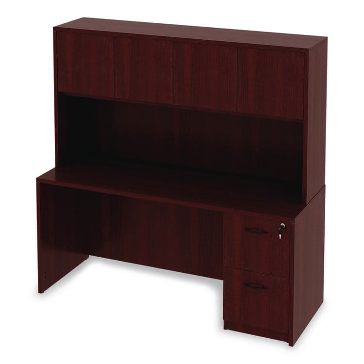 ALERA Alera Valencia Series Hutch with Doors, 4 Compartments, 64.75w x 15d x 35.38h, Mahogany (ALEVA286615MY) thumbnail 3