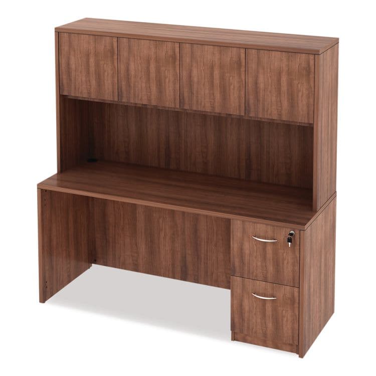 ALERA Alera Valencia Series Hutch with Doors, 4 Compartments, 64.75w x 15d x 35.38h, Modern Walnut (ALEVA286615WA) thumbnail 3