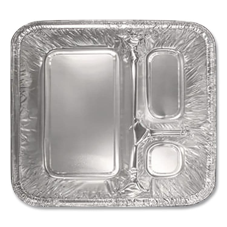 HFA Aluminum Oblong Container with Lid, 3 Compartments, 24 oz, 8.5 x 6.38 x 1.47, Silver, 250/Carton (HFA204535250W) thumbnail 2
