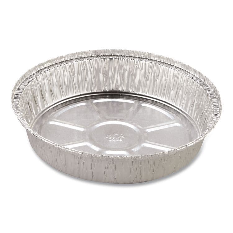 HFA Round Aluminum Containers, 32 oz, 9.03" Diameter x 1.25" h, Silver, 500/Carton (HFA400440) thumbnail 3