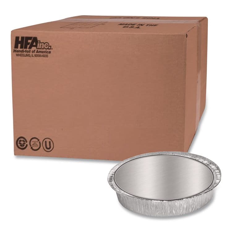 HFA Round Aluminum Container with Lid, 48 oz, 9" Diameter, Silver, 500/Carton (HFA204630)