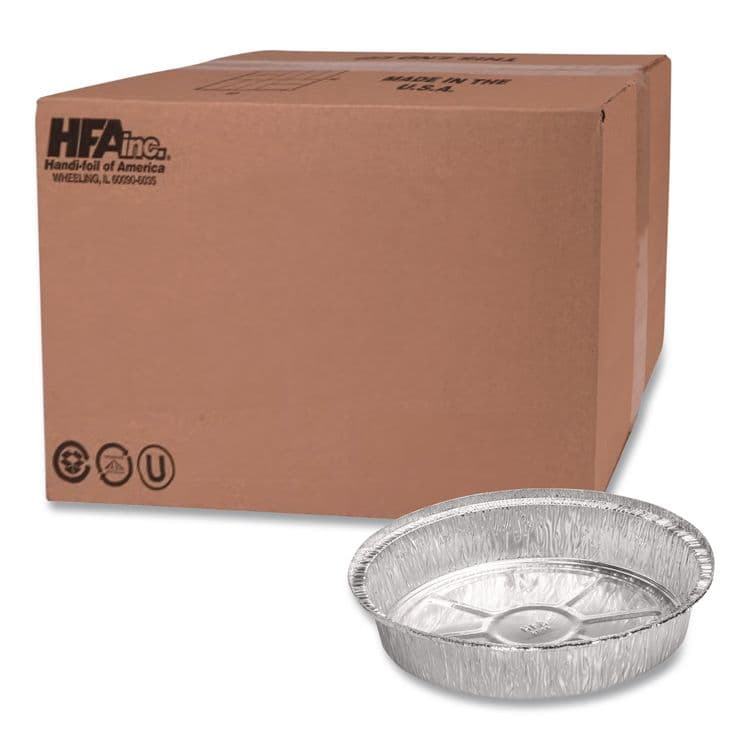HFA Round Aluminum Container, 48 oz, 9" Diameter x 1.66" h, Silver, 500/Carton (HFA204600)