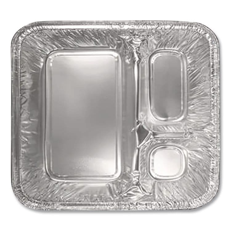 HFA Aluminum Oblong Container with Lid, 3 Compartments, 24 oz, 8.5 x 6.38 x 1.47, Silver, 500/Carton (HFA204535) thumbnail 2