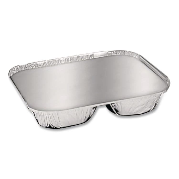 HFA Aluminum Oblong Container with Lid, 3 Compartments, 24 oz, 8.5 x 6.38 x 1.47, Silver, 250/Carton (HFA204535250W) thumbnail 3