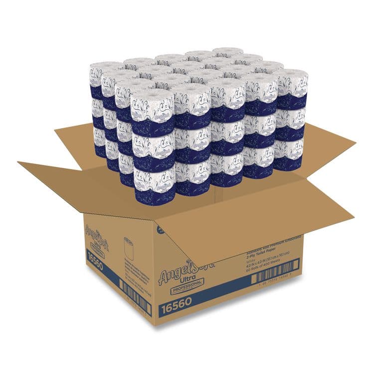 GEORGIA PACIFIC Angel Soft ps Ultra Two-Ply Premium Bathroom Tissue, Septic-Safe, White, 400 Sheets/Roll, 60 Rolls/Carton (GPC16560)