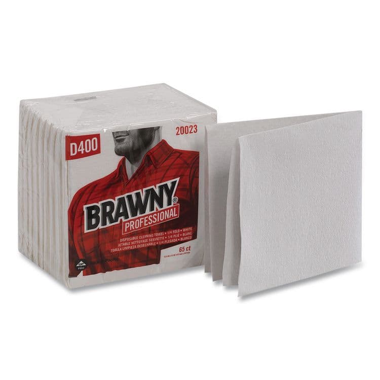 GEORGIA PACIFIC Medium Duty Premium DRC 1/4 Fold Wipers, 1-Ply, 13 x 12.5, Unscented, White, 65/Pack (GPC20023)