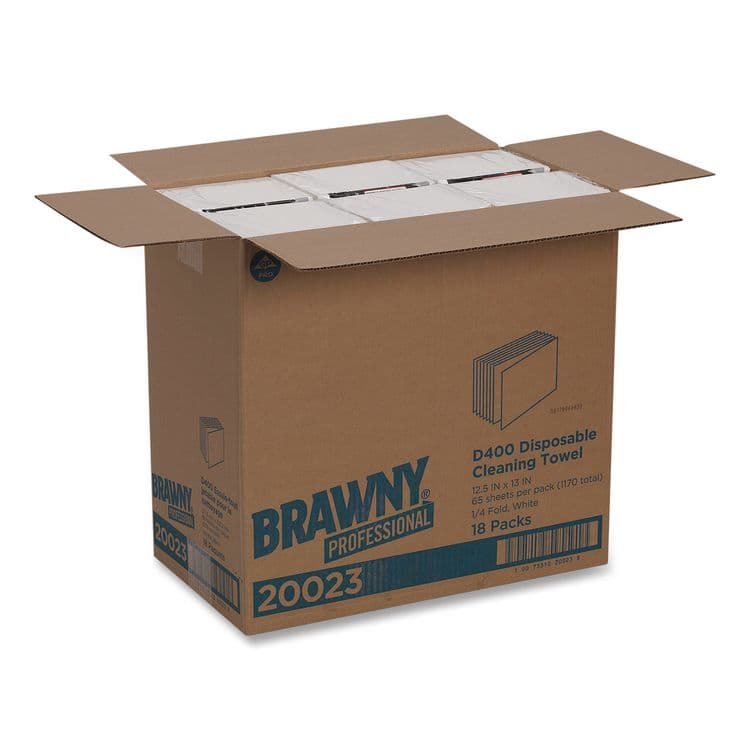 GEORGIA PACIFIC Medium Duty Premium DRC 1/4 Fold Wipers, 1-Ply, 13 x 12.5, Unscented, White, 65/Pack (GPC20023) thumbnail 3