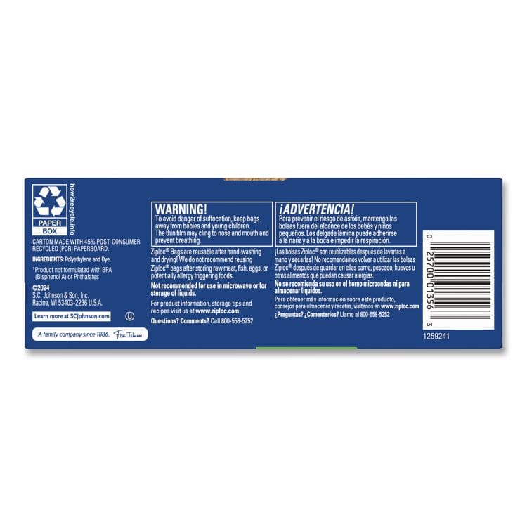 SC JOHNSON Resealable Sandwich Bags, 6.5" x 5.88", Clear, 50/Box (SJN383179BX) thumbnail 4