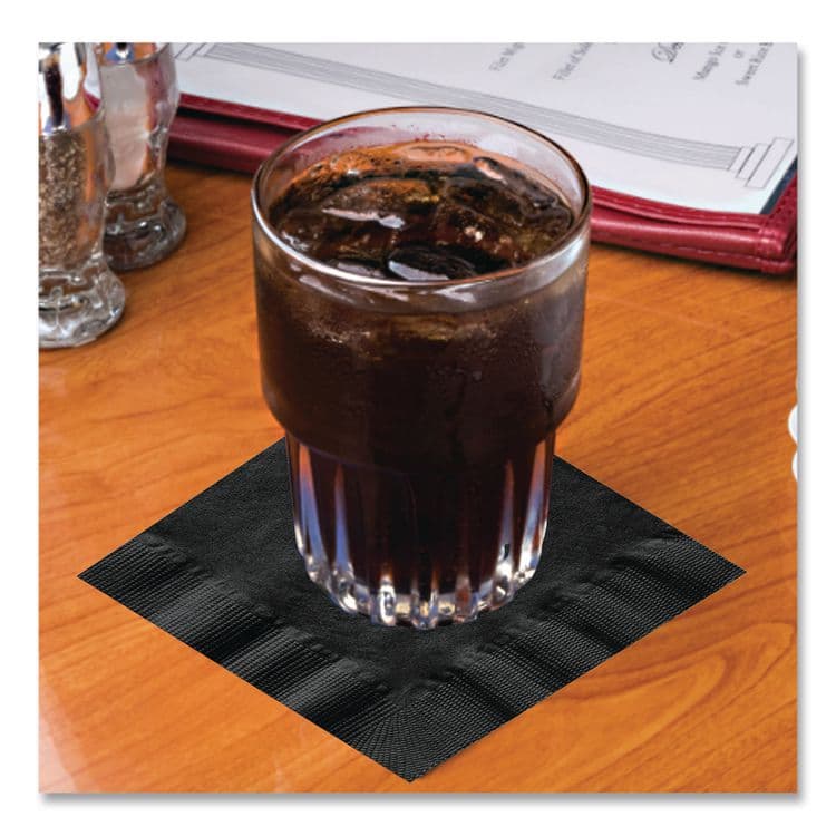 HOFFMASTER Embossed Beverage Napkins, 1-Ply, 10 x 10, Black, 1,000/Carton (HFM020212) thumbnail 2