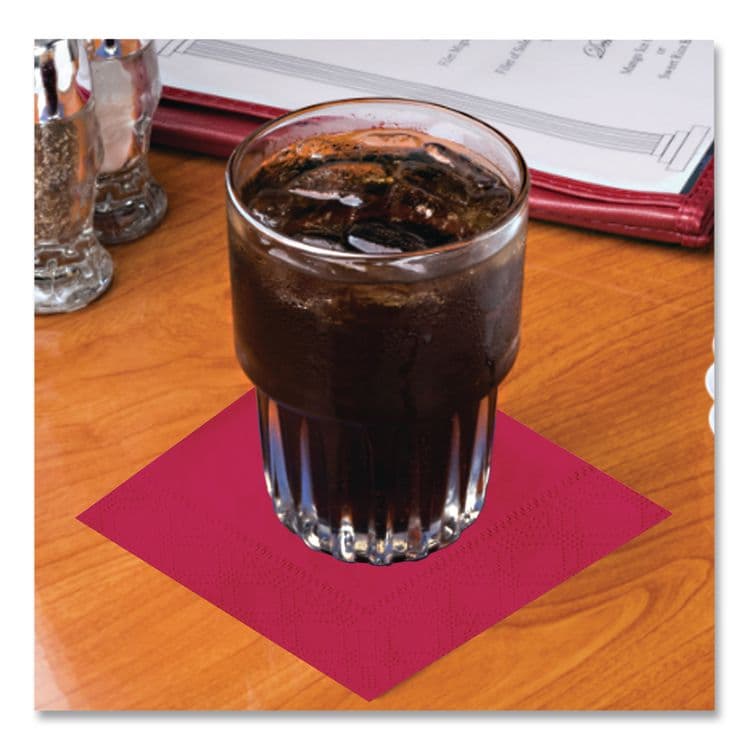 HOFFMASTER Embossed Beverage Napkins, 2-Ply, 9.5 x 9.5, Red, 1,000/Carton (HFM180311) thumbnail 2