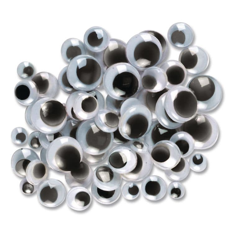 PACON CORPORATION Wiggle Eyes Assortment, 0.27", 0.39", 0.47", 0.59", Black, 100/Pack (CKCPAC344602R) thumbnail 2