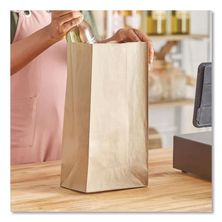 ROSS & WALLACE PAPER PRODUCTS, . Grocery Paper Bags, 16# Size, Heavy-Duty, 50# Basis Weight, 7.75" x 4.75" x 16", Kraft, 500/Bundle (BAGGH16) thumbnail 4