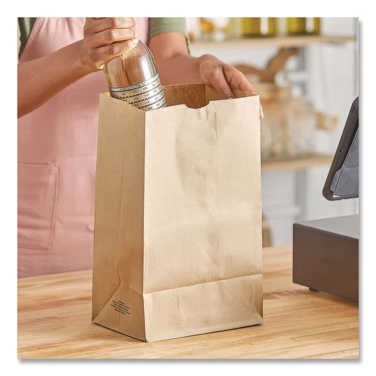 ROSS & WALLACE PAPER PRODUCTS, . Grocery Paper Bags, 20# Squat Size, Heavy-Duty, 50# Basis Weight, 8.13" x 5.88" x 12.5", Kraft, 500/Bundle (BAGGH20S) thumbnail 4