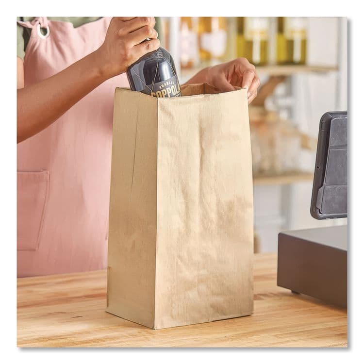 ROSS & WALLACE PAPER PRODUCTS, . Grocery Paper Bags, 25# Size, Heavy-Duty, 50# Basis Weight, 8.25" x 5.38" x 18", Kraft, 500/Bundle (BAGGH25) thumbnail 3