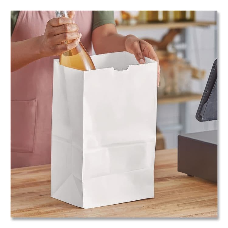ROSS & WALLACE PAPER PRODUCTS, . Grocery Paper Bags, 20# Squat Size, 40# Basis Weight, 8.13" x 5.88" x 12.5", White, 500/Bundle (BAGGW20S500) thumbnail 4