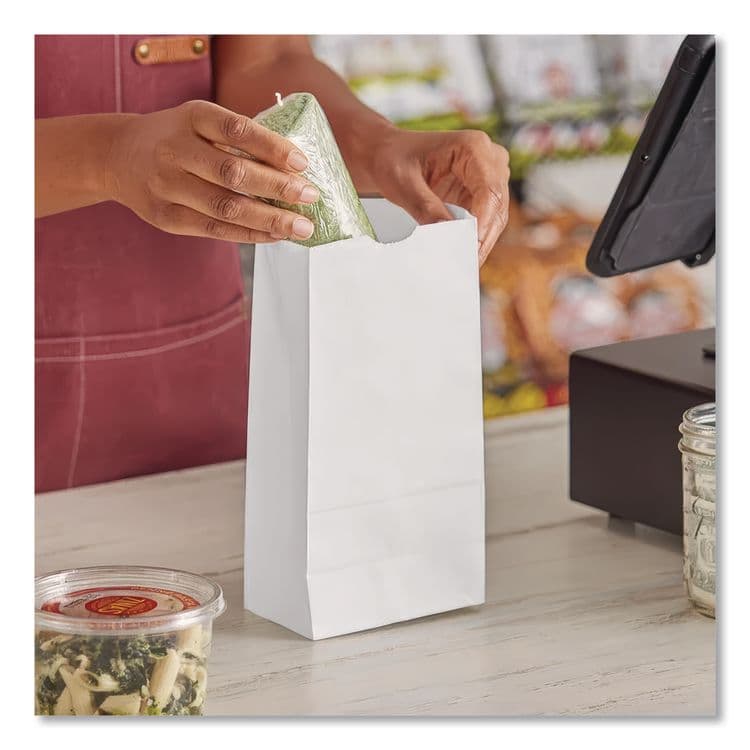 ROSS & WALLACE PAPER PRODUCTS, . Grocery Paper Bags, 4# Size, 30# Basis Weight, 5" x 3.13" x 9.88", White, 500/Bundle (BAGGW4500) thumbnail 4