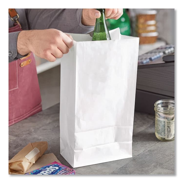 ROSS & WALLACE PAPER PRODUCTS, . Grocery Paper Bags, 16# Size, 40# Basis Weight, 7.75" x 4.75" x 16", White, 500/Bundle (BAGGW16500) thumbnail 3