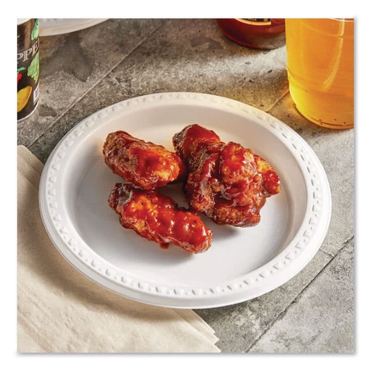 HUHTAMAKI Heavyweight Plastic Plates, 9" dia, White, 125/Pack, 4 Packs/Carton (HUH81209) thumbnail 3