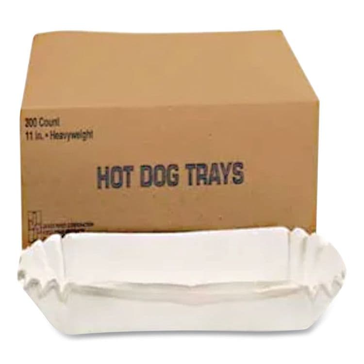 HOFFMASTER Fluted Hot Dog Trays, 6 x 2 x 2, White, Paper, 500/Sleeve, 6 Sleeves/Carton (HFM610740)