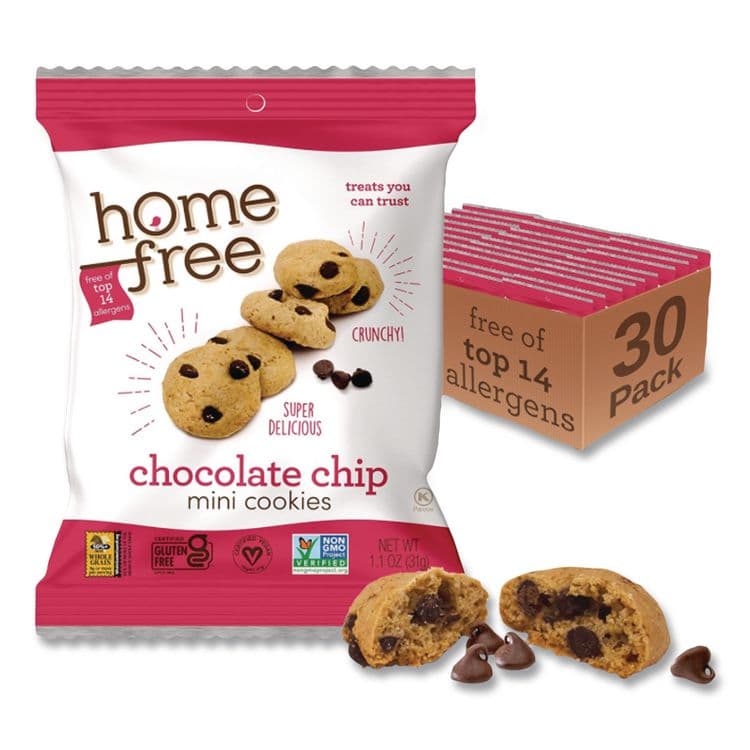 HOMEFREE Gluten Free Chocolate Chip Mini Cookies, 1.1 oz Pack, 30/Carton (HMF01873) thumbnail 2