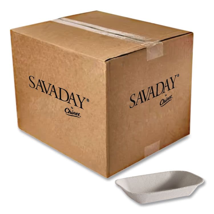 HUHTAMAKI Savaday Molded Fiber Food Tray, 7 x 9, Beige, Paper, 250/Bag, 500/Carton (HUH10405CT)