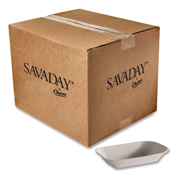 HUHTAMAKI Savaday Molded Fiber Food Tray, 4 x 6, Beige, Paper, 250/Bag, 4 Bags/Carton (HUH10408CT)