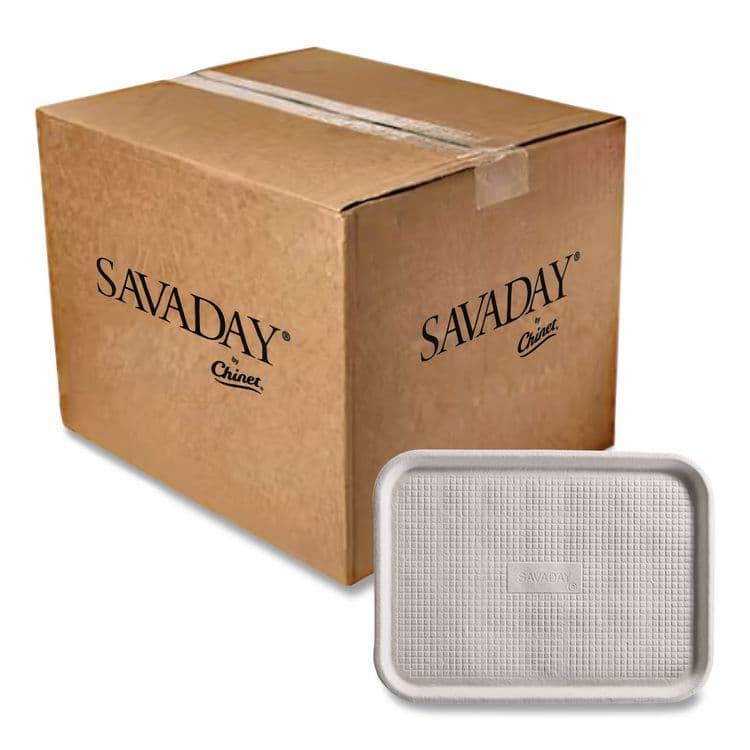 HUHTAMAKI Savaday Molded Fiber Food Trays, 14 x 18, White, Paper, 100/Carton (HUH20804CT)
