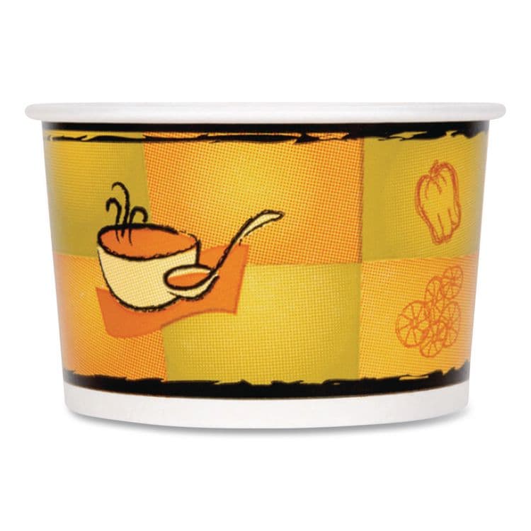 HUHTAMAKI Streetside Squat Paper Food Container with Lid, Streetside Design, 12 oz, 250/Carton (HUH70412) thumbnail 3