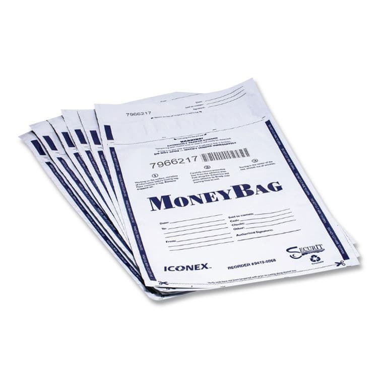 ICONEX Tamper Evident Deposit Bag, Plastic, 9" x 12", White, 100/Pack (ICX94190068) thumbnail 3