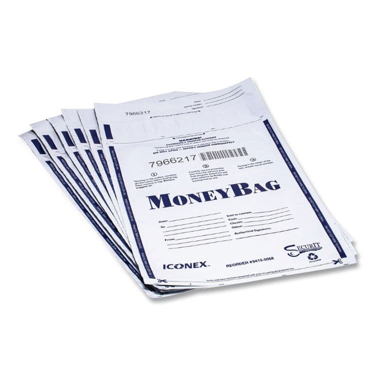 ICONEX Tamper Evident Deposit Bag, Plastic, 9" x 12", Clear, 100/Pack (ICX94190069)