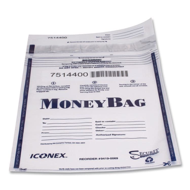ICONEX Tamper Evident Deposit Bag, Plastic, 9" x 12", Clear, 100/Pack (ICX94190069) thumbnail 4
