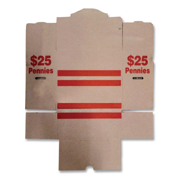 ICONEX Corrugated Coin Storage and Shipping Boxes, Accommodates $25 in Pennies, 8.5" x 4.38" x 3.63", Red/Kraft, 50/Carton (ICX94190086) thumbnail 4