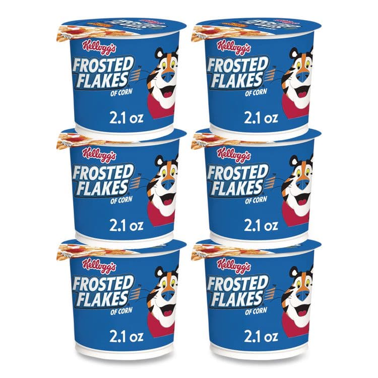 KELLOGG'S Breakfast Cereal, Frosted Flakes, Single-Serve 2.1 oz Cup, 6/Box (KEB01468)