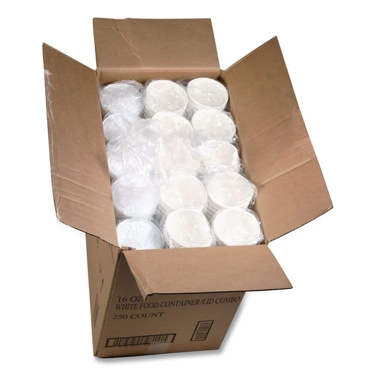 PACTIV EVERGREEN CORPORATION Paper Round Food Container and Lid Combo, 16 oz, 38" Diameter x 3.9" h, White, 250/Carton (PCTD16RBLD) thumbnail 4