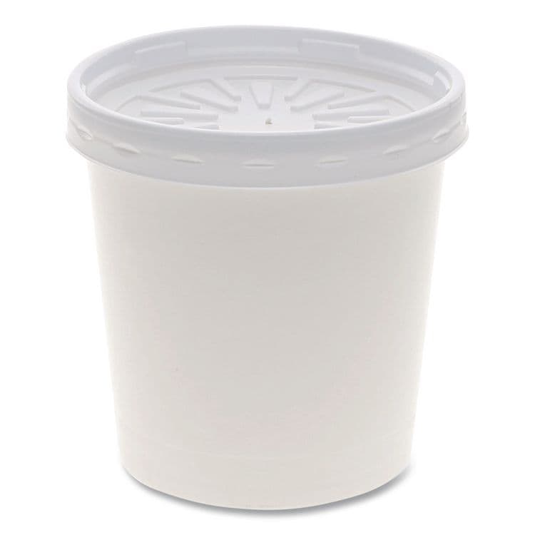 PACTIV EVERGREEN CORPORATION Paper Round Food Container and Lid Combo, 16 oz, 38" Diameter x 3.9" h, White, 250/Carton (PCTD16RBLD)