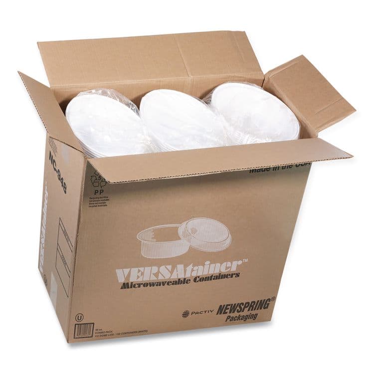 PACTIV EVERGREEN CORPORATION Newspring VERSAtainer Microwavable Containers, 48 oz, 9.5 x 9.5 x 2.4, White/Clear, Plastic, 150/Carton (PCTNC948) thumbnail 4