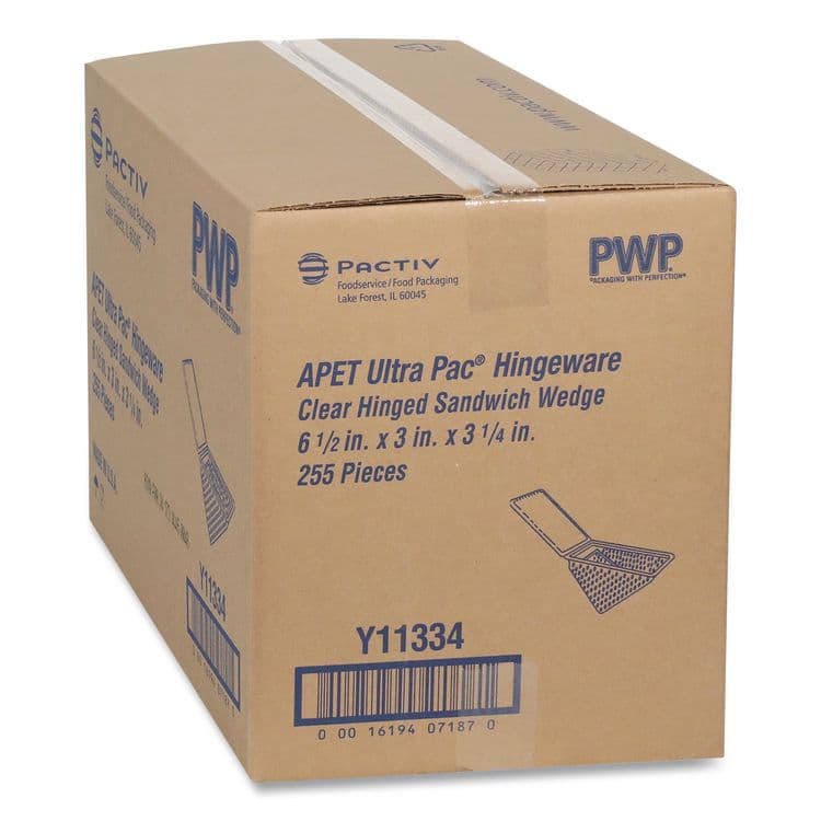 PACTIV EVERGREEN CORPORATION Plastic Hinged Lid Sandwich Container, 3.25 x 6.5 x 3, Clear, 85/Pack, 3 Packs/Carton (PCTY11334) thumbnail 2