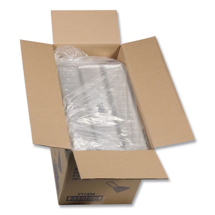 PACTIV EVERGREEN CORPORATION Plastic Hinged Lid Sandwich Container, 3.25 x 6.5 x 3, Clear, 85/Pack, 3 Packs/Carton (PCTY11334) thumbnail 4