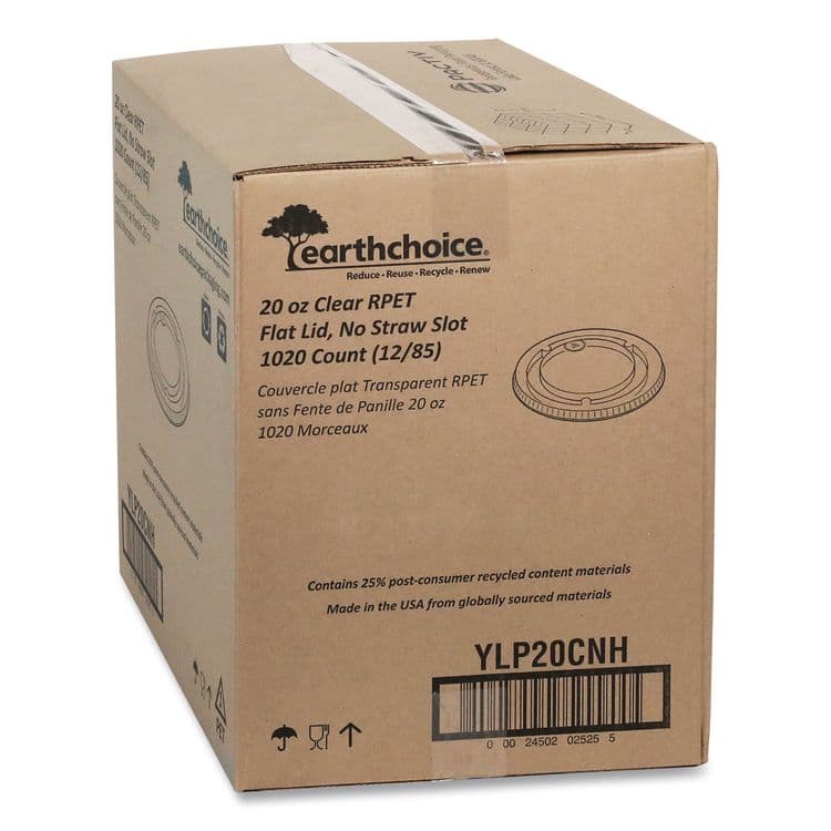 PACTIV EVERGREEN CORPORATION EarthChoice Strawless RPET Lid, Flat Lid, Fits 9 oz to 20 oz "A" Cups, Plastic, Clear, 1,020/Carton (PCTYLP20CNH) thumbnail 2