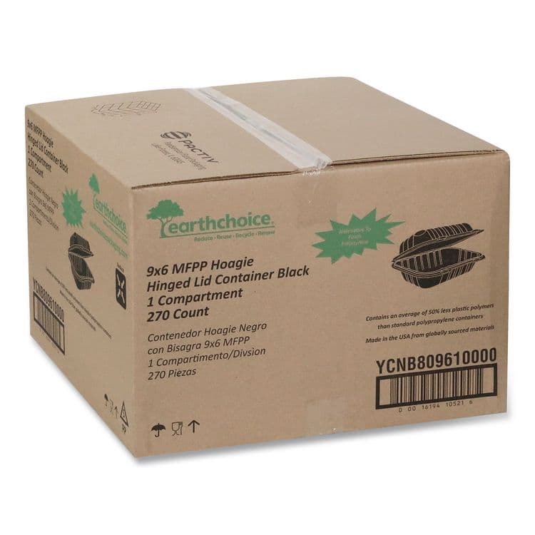 PACTIV EVERGREEN CORPORATION EarthChoice SmartLock Microwavable MFPP Hinged Lid Container, 9 x 6 x 3, Black, Plastic, 270/Carton (PCTYCNB80961000) thumbnail 2