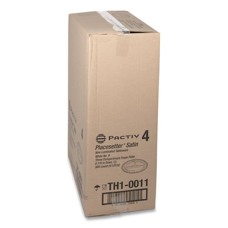 PACTIV EVERGREEN CORPORATION Placesetter Satin Non-Laminated Foam Dinnerware, 3-Compartment Plate, 9" dia, White, 500/Carton (PCT0TH10011) thumbnail 2