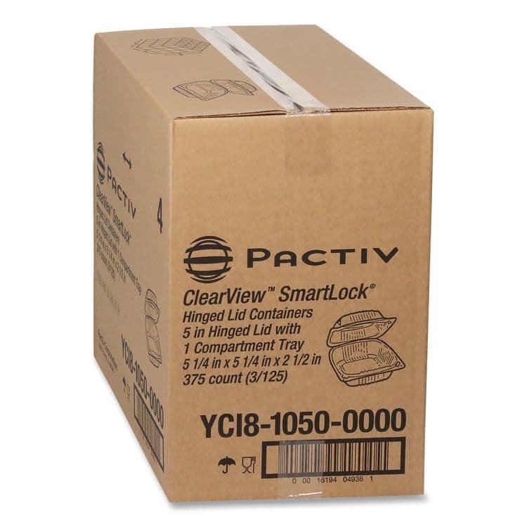 PACTIV EVERGREEN CORPORATION ClearView SmartLock Hinged Lid Container, Hoagie Container, 11 oz, 5.25 x 5.25 x 2.5, Clear, Plastic, 375/Carton (PCTYCI81050) thumbnail 2