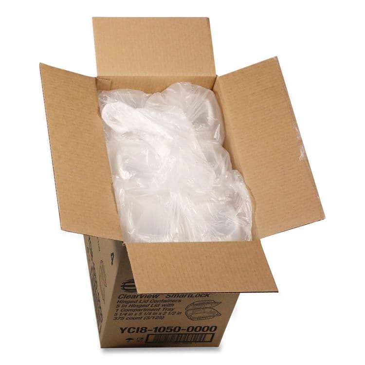 PACTIV EVERGREEN CORPORATION ClearView SmartLock Hinged Lid Container, Hoagie Container, 11 oz, 5.25 x 5.25 x 2.5, Clear, Plastic, 375/Carton (PCTYCI81050) thumbnail 4