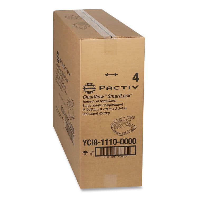 PACTIV EVERGREEN CORPORATION ClearView SmartLock Hinged Lid Container, 9.22 x 8.88 x 2.91, Clear, Plastic, 200/Carton (PCTYCI81110) thumbnail 2