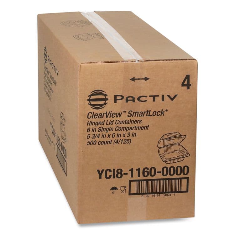PACTIV EVERGREEN CORPORATION ClearView SmartLock Hinged Lid Container, 20 oz, 5.8 x 6 x 3, Clear, Plastic, 500/Carton (PCTYCI81160) thumbnail 2