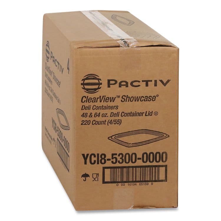 PACTIV EVERGREEN CORPORATION Showcase Deli Container Lid, Flat Lid For 3-Compartment 48/64 oz Containers, 9 x 7.38 x 0.19, Clear, Plastic, 220/Carton (PCTYCI85300) thumbnail 2