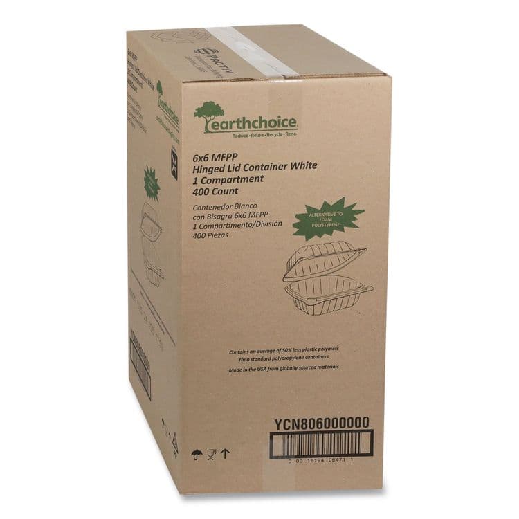PACTIV EVERGREEN CORPORATION EarthChoice SmartLock Microwavable MFPP Hinged Lid Container, 6 x 6 x 3.1, White, Plastic, 400/Carton (PCTYCN80600) thumbnail 2